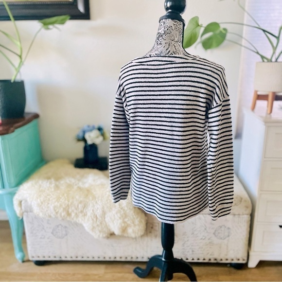 🏷️ 4/$25 Sanctuary Preppy Beacon Stripe Lace-Up French Terry Pullover Sweater - Picture 5 of 8